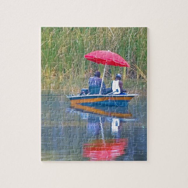 Two Fishermen at the Lake Jigsaw Puzzle (Vertical)