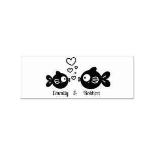 Two Fishes in Love Rubber Stamp