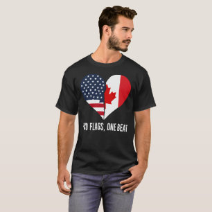 Two Flags One Beat Canada🇨🇦  America🇺🇸   T-Shirt