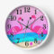 Two Flamingos Wall Clock