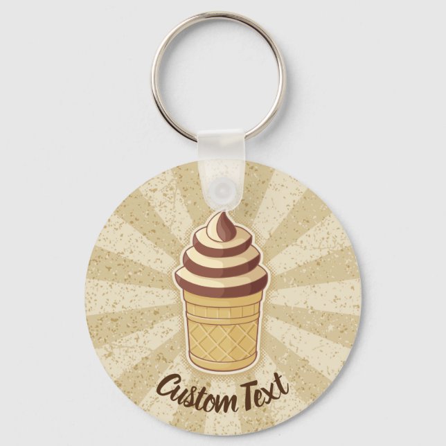 Two Flavours Ice Cream Cup Keychain (Front)
