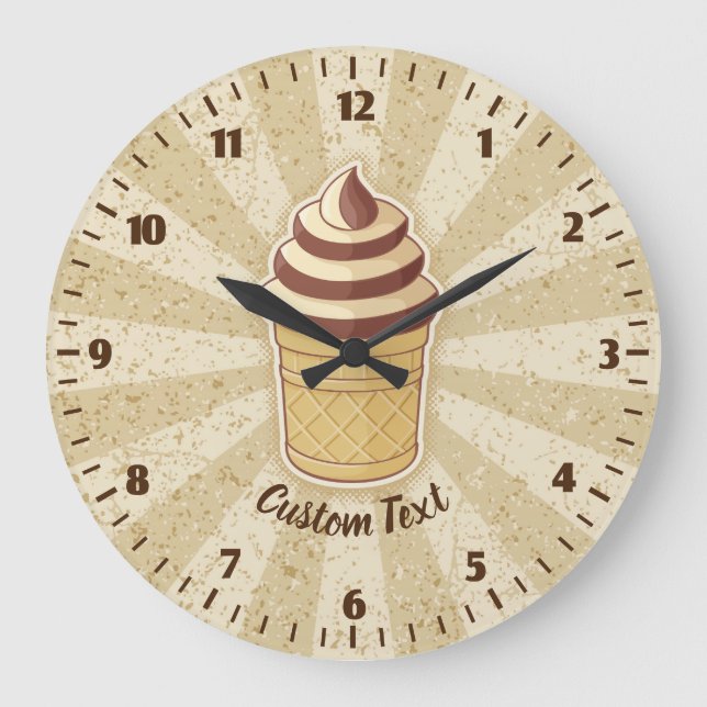 Two Flavours Ice Cream Cup Large Clock (Front)