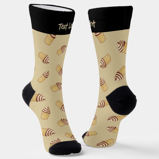 Two Flavours Ice Cream Cup Pattern Socks (Angled)