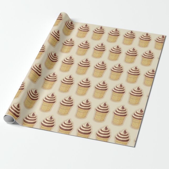 Two Flavours Ice Cream Cup Wrapping Paper (Unrolled)