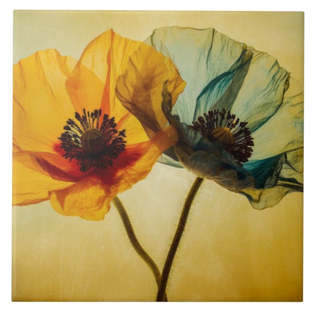 Two Flowers  Ceramic Tile (Front)