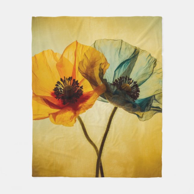 Two Flowers  Fleece Blanket (Front)