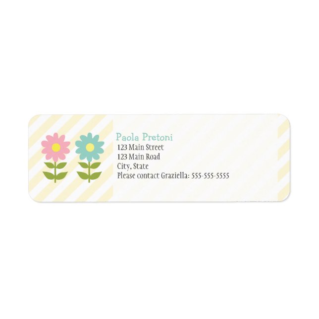 Two Flowers Return Address Label (Front)