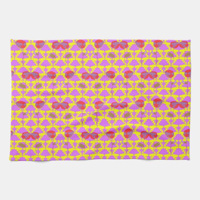 Two Flowers Roses Tea Towel (Horizontal)