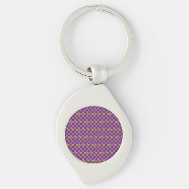 Two Flowers Squares Key Ring (Front)
