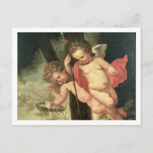 Two Flying Cherubs, holding the Crown of Thorns an Postcard
