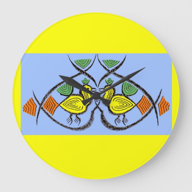 two folk art birds large clock (Front)