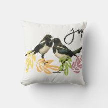 "Two for Joy" Magpies with floral accent.