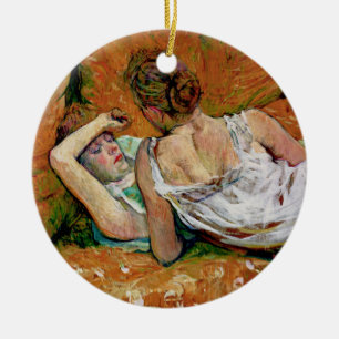Two Friends by Toulouse-Lautrec  (Version 2) Ceramic Tree Decoration