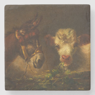 Two Friends (Donkey and Lamb) (Farm Animals) Stone Coaster