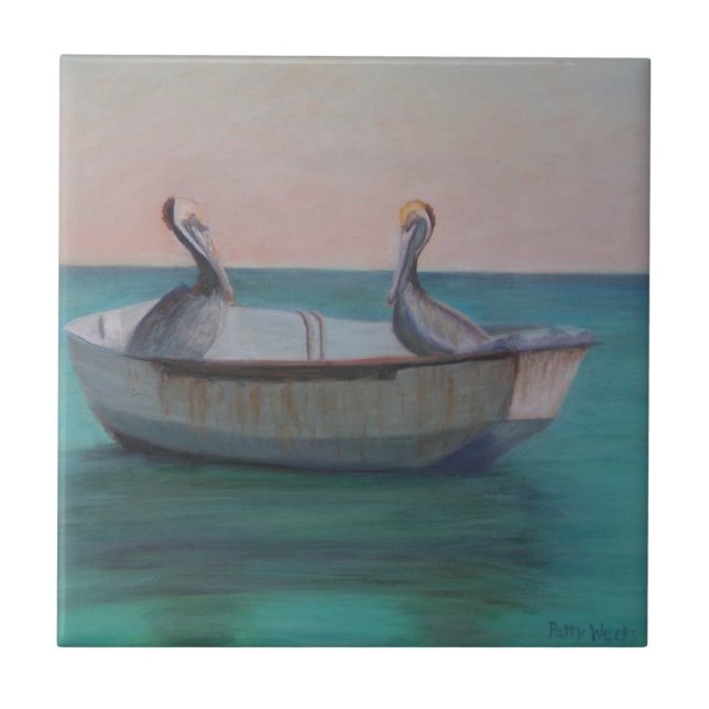 TWO FRIENDS IN A DINGHY Ceramic Tile (Front)
