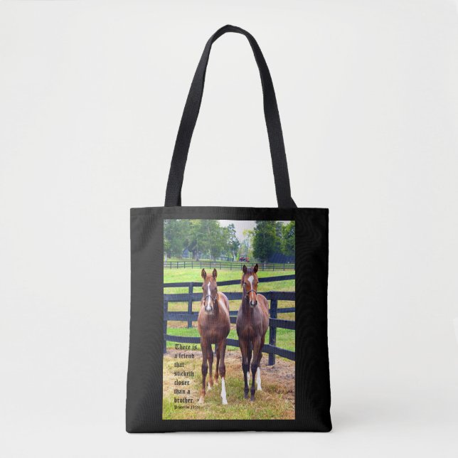 Two Friends with Proverbs 18:24 Tote Bag (Front)
