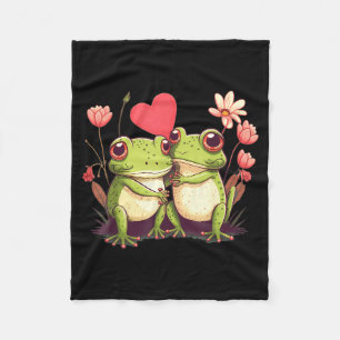 Two Frogs Valentines Day Love On Couple Frog  Fleece Blanket