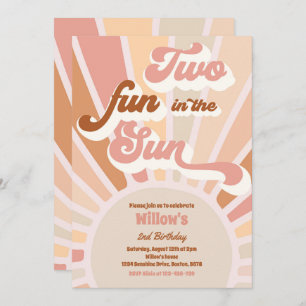 Two Fun In The Sun Sunshine 2nd Birthday Tan Rays Invitation