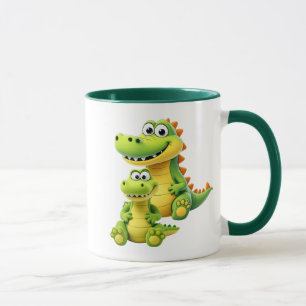 Two funny and adorable crocodiles together. mug