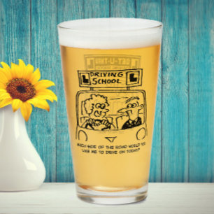 Two Funny Driving School Cartoons Glass