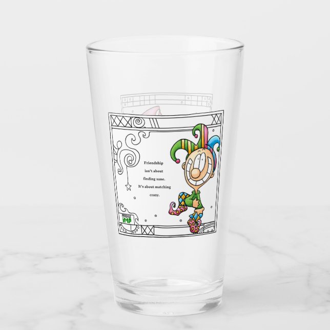 Two Funny Jester Quotes: Friendship & Butterfly Glass (Front)