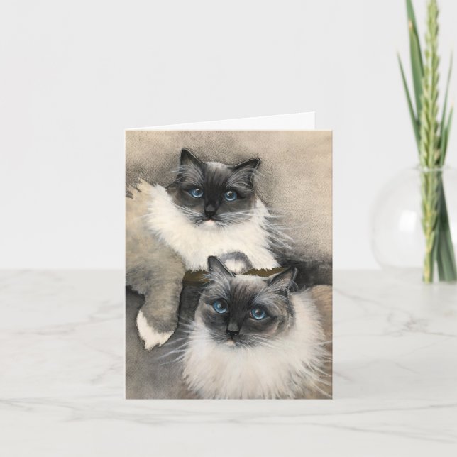 Two Furry Ragdoll Cats' Funny Meow Card (Front)