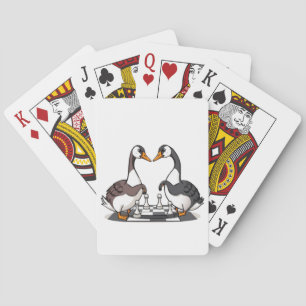 Two Geese Playing Chess Cards
