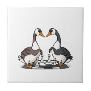 Two Geese Playing Chess Ceramic Tile