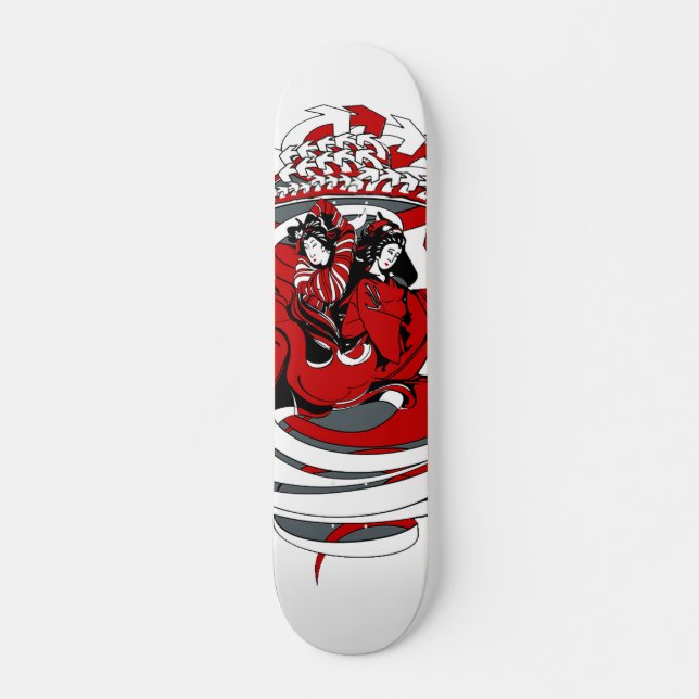 Two Geishas with Graphic Design Skateboard (Front)