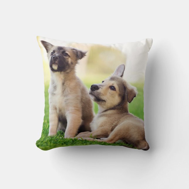 Two German Shepherd Puppies Cushion (Front)