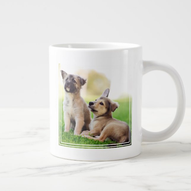 Two German Shepherd Puppies Large Coffee Mug (Right)