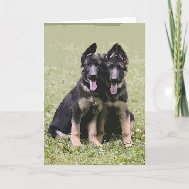 Two German Shepherd Pups Card (Front)