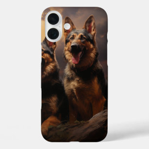 Two German Shepherds at Dusk iPhone 16 Plus Case