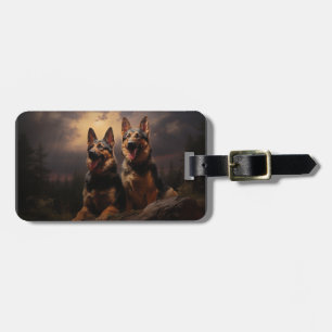 Two German Shepherds at Dusk Luggage Tag