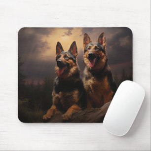 Two German Shepherds at Dusk Mouse Pad