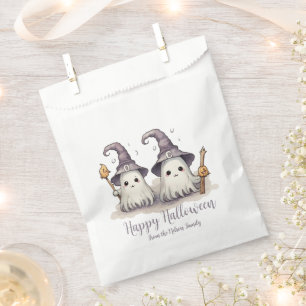 Two Ghosts Witches Hats Brooms Happy Halloween Favour Bag