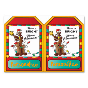 Two Gift Tags- Cartoon Reindeer and Mouse Table Number