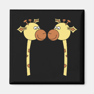Two Giraffes Close-up. Cartoon Magnet