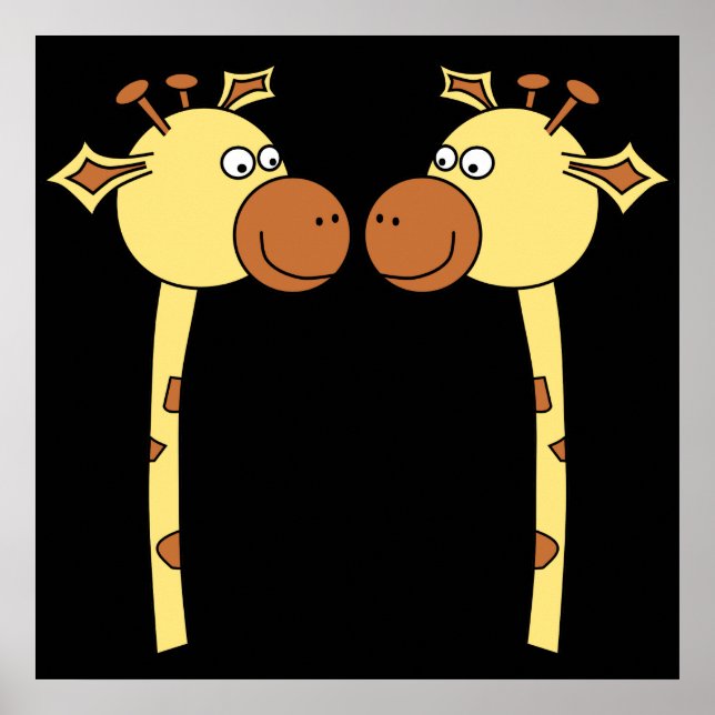 Two Giraffes Close-up. Cartoon Poster (Front)