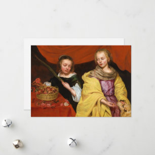 Two Girls as Saint Agnes and Saint Dorothea Holiday Card