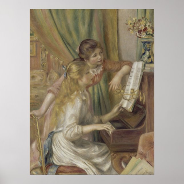 Two Girls at the Piano by Renoir Poster (Front)