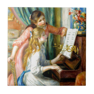 Two Girls at the Piano - Pierre Auguste Renoir Ceramic Tile