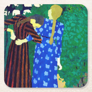 Two Girls, Edouard Vuillard Square Paper Coaster