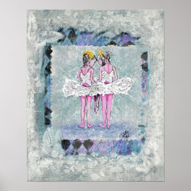Two Girls Holding Ballet Shoes Poster (Front)