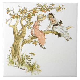 Two Girls in a Tree Kate Greenaway    Ceramic Tile