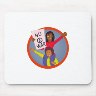Two Girls Protesting Against War Mouse Pad