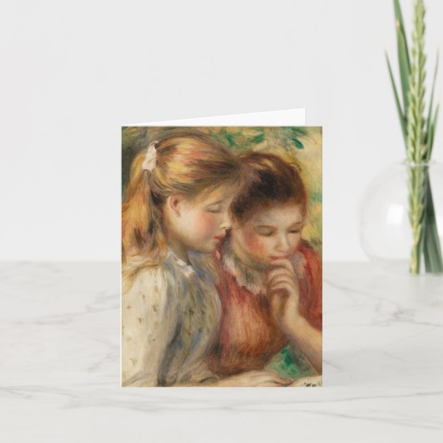 Two Girls Reading - Renoir Impressionist Painting Card (Front)