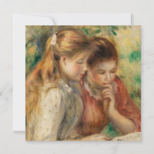 Two Girls Reading - Renoir Impressionist Painting Card