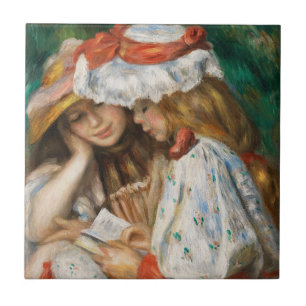 Two Girls Reading - Renoir Impressionist Painting Ceramic Tile