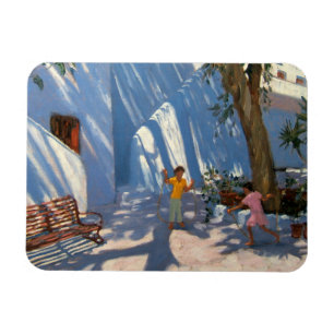 Two girls skipping Mykonos Magnet